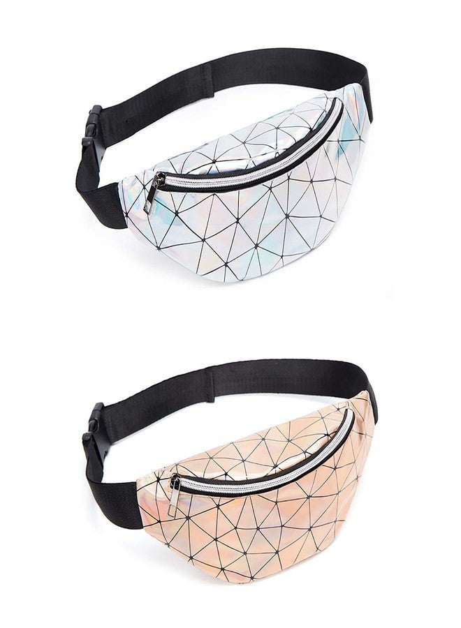 AMHDV Holographic Waist Pack, Fashion Glitter Waist Pack for Women and Girls (S1-Silver+Gold(2 Pack)) - Image 1